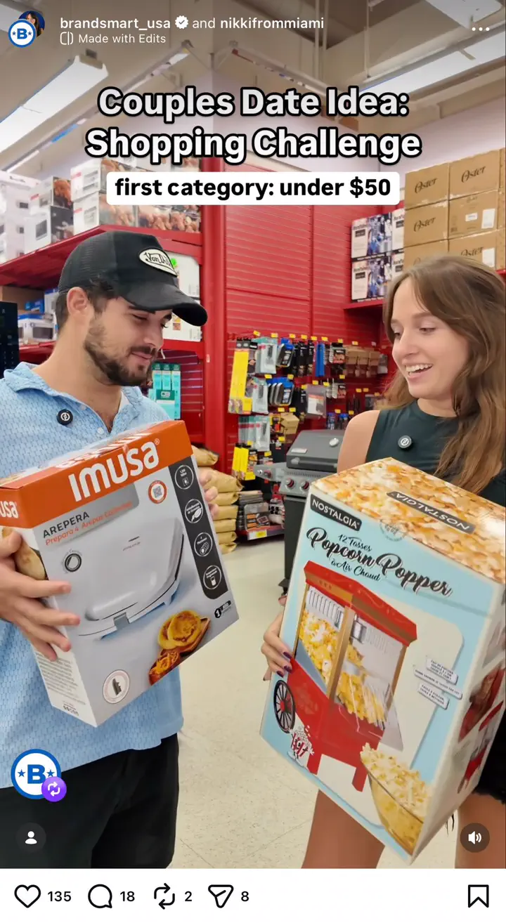 BrandsMart USA creator campaign featuring products in a retail store