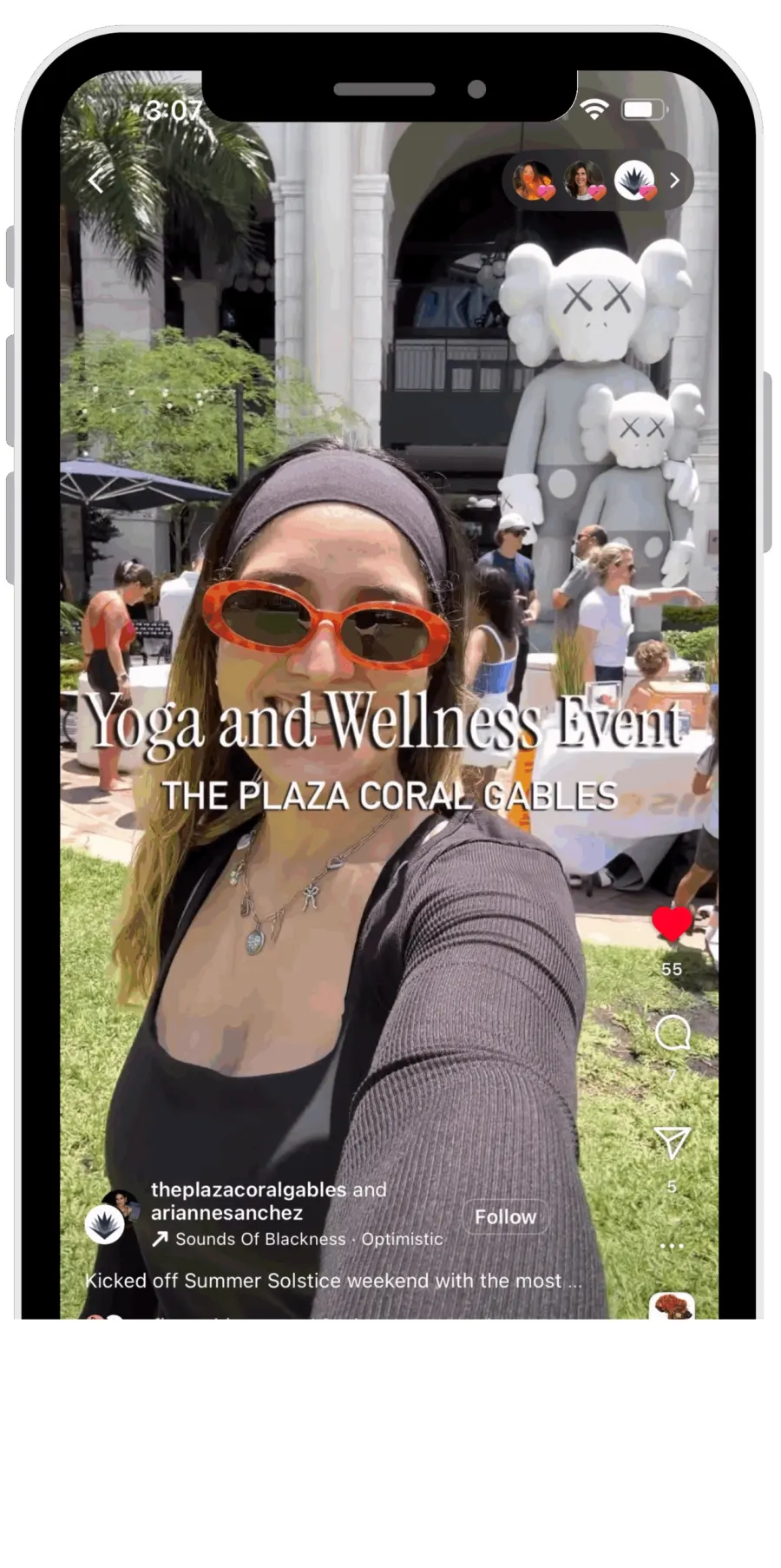 Mobile social content from a community wellness activation at The Plaza Coral Gables