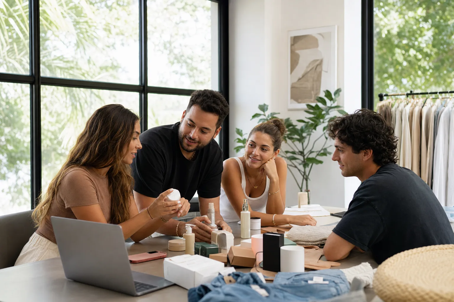Miami ecommerce team reviewing products and packaging for a TikTok Shop launch.